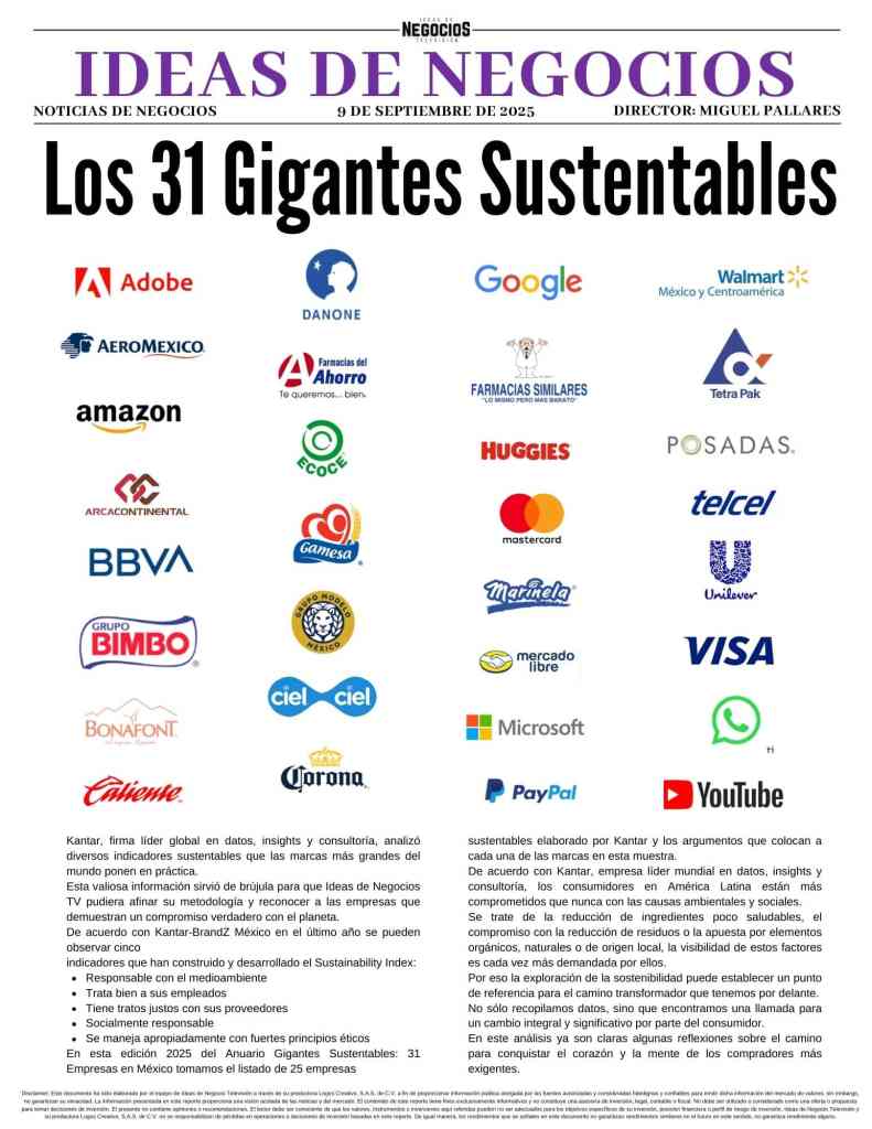 Portada Los 31 Gigantes Sustentables | Ideas de Negocios TV Portada Los 31 Gigantes Sustentables